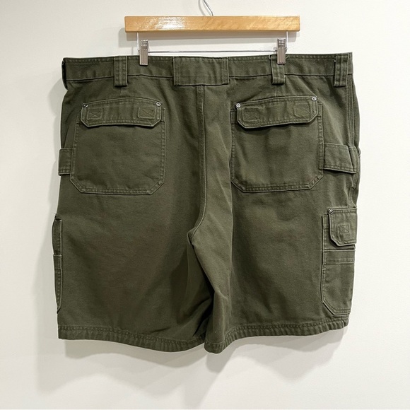 Duluth Flex Fire Hose Men's Olive Cargo Shorts Heavy Canvas Workwear Durable 48 - Picture 2 of 8